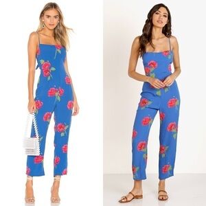 FLYNN SKYE Floral 90s Square Neck Sleeveless Open Tie Back Ankle Crop Jumpsuit S
